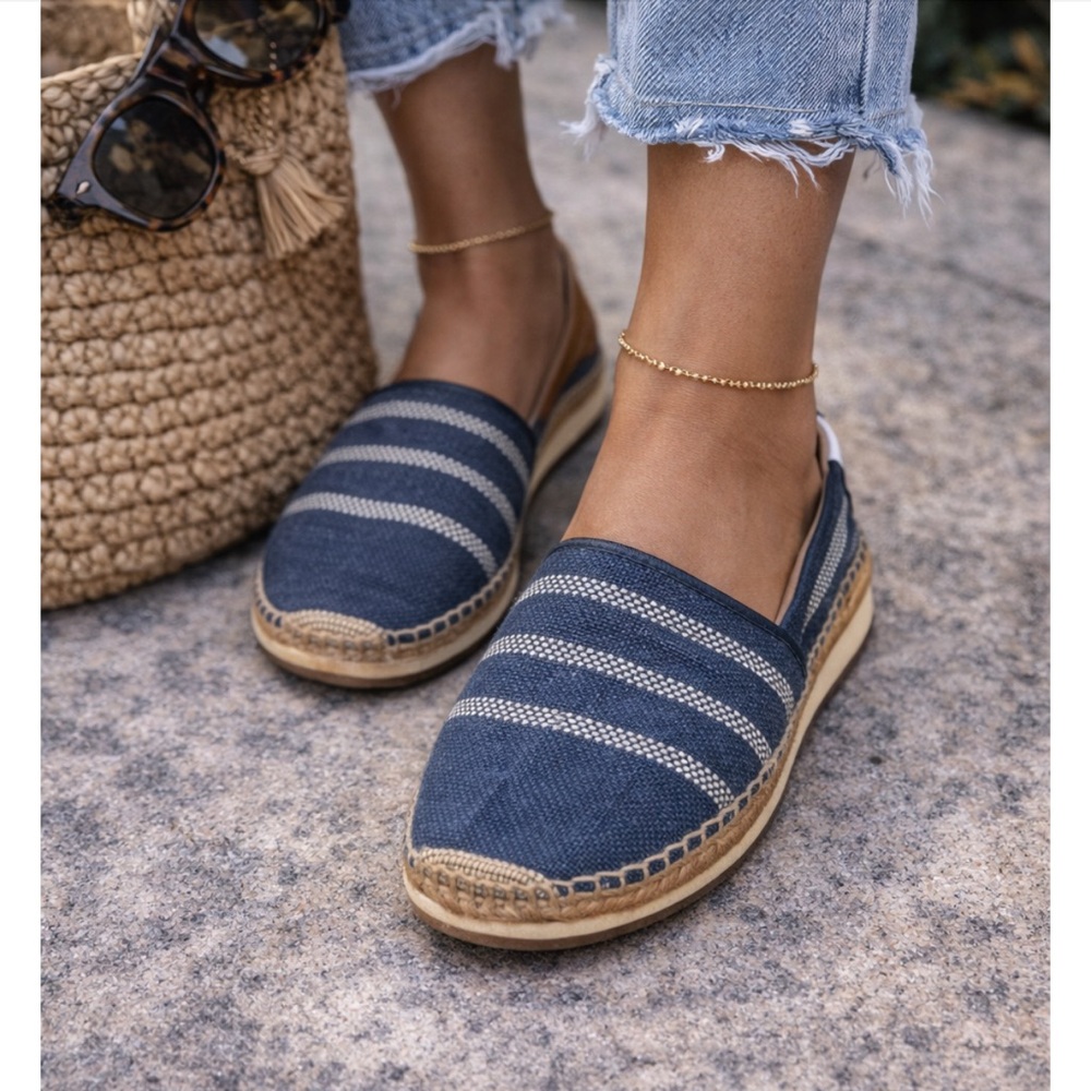 rag & bone Navy Blue Striped Espadrilles